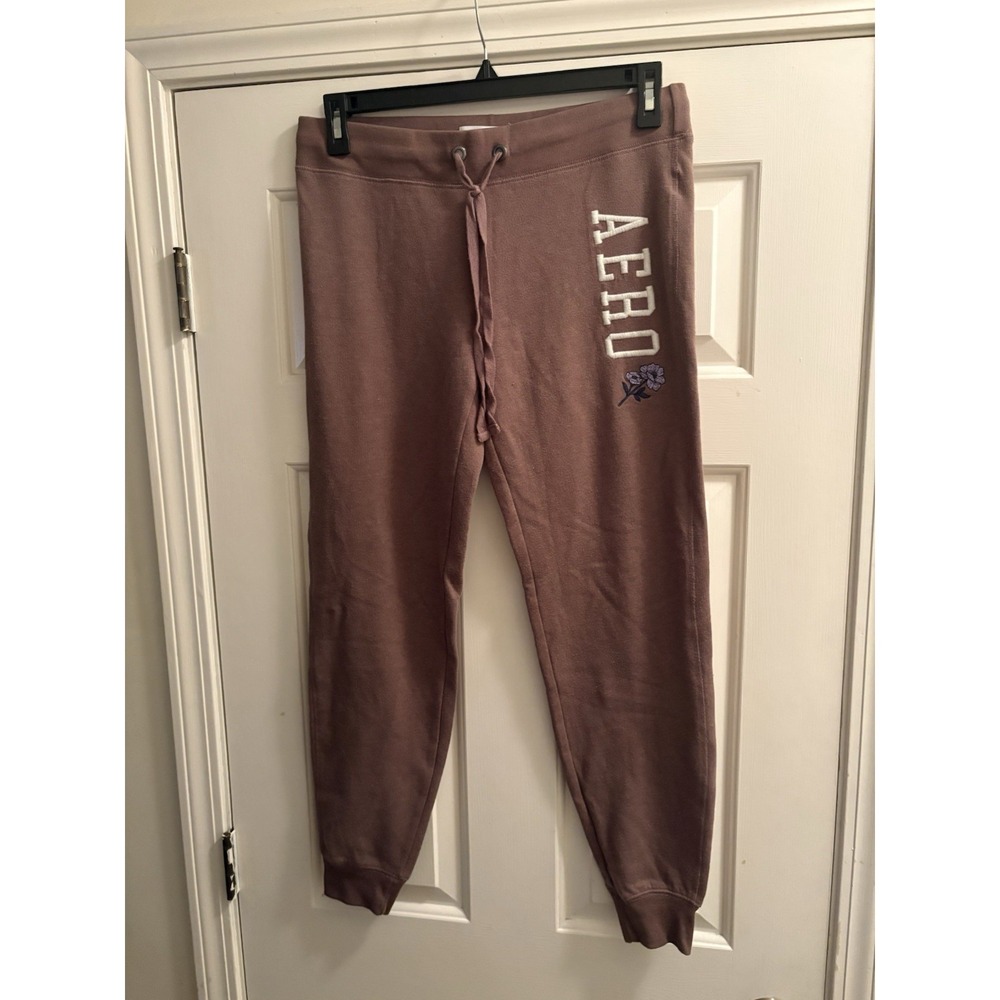 Aero Pull On Joggers Women's Sz Medium Brown Drawstring Fleece Y2K